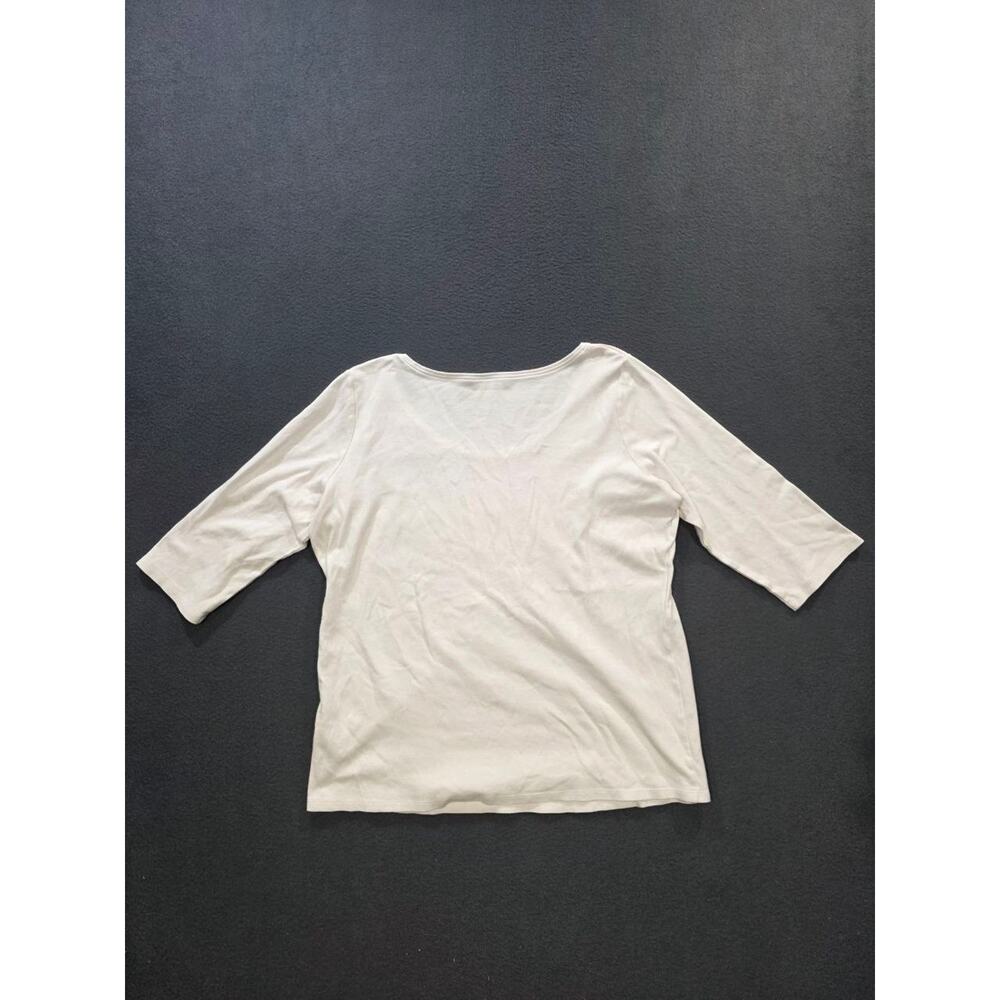 Eileen Fisher White Organic Cotton Interlock Jersey Rounded Top L A009976 - Picture 8 of 8